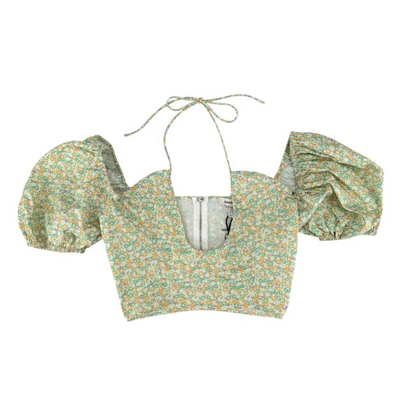 Another Girl Urban outfitters NWT Green Floral Cropped Puff Top & Mini Skirt Set - Picture 8 of 16
